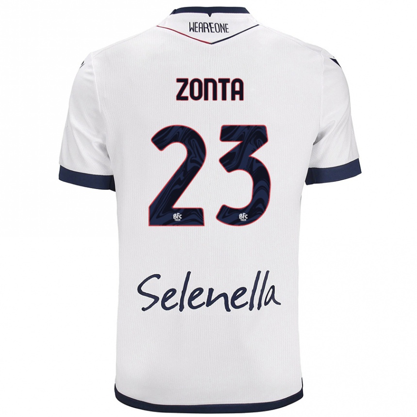 Kids Football Alessandro Zonta #23 White Royal Blue Away Jersey 2024/25 T-Shirt