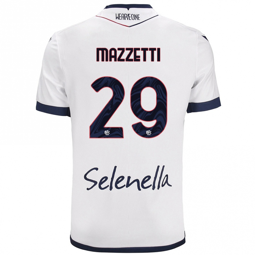 Kids Football Gabriele Mazzetti #29 White Royal Blue Away Jersey 2024/25 T-Shirt