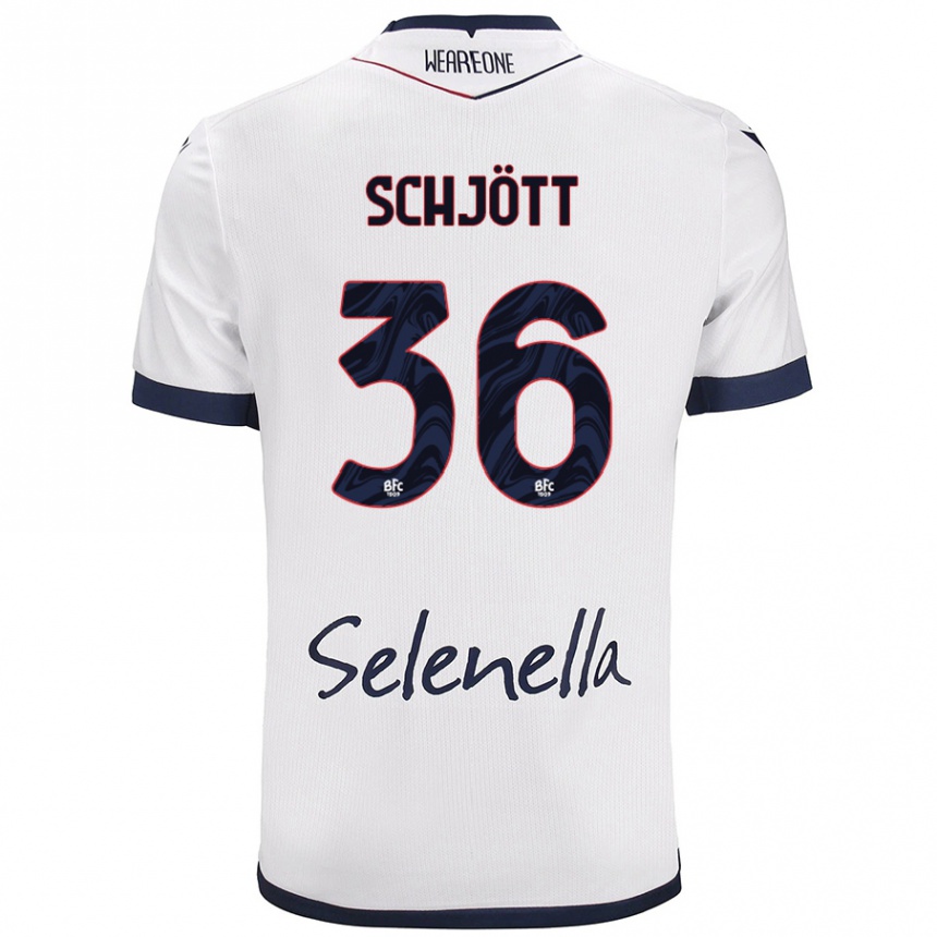 Kids Football Gustav Schjött #36 White Royal Blue Away Jersey 2024/25 T-Shirt