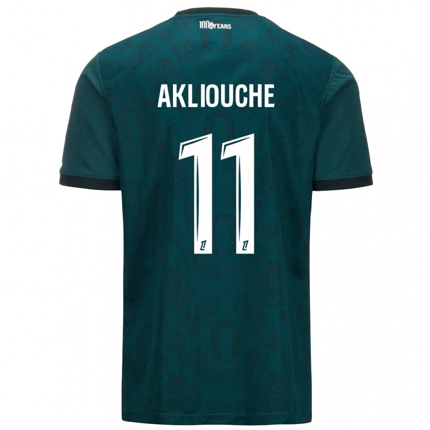 Kids Football Maghnes Akliouche #11 Dark Green Away Jersey 2024/25 T-Shirt