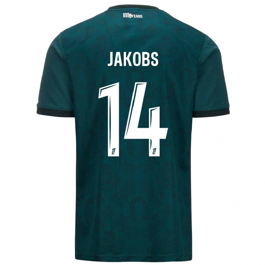 Kids Football Ismail Jakobs #14 Dark Green Away Jersey 2024/25 T-Shirt