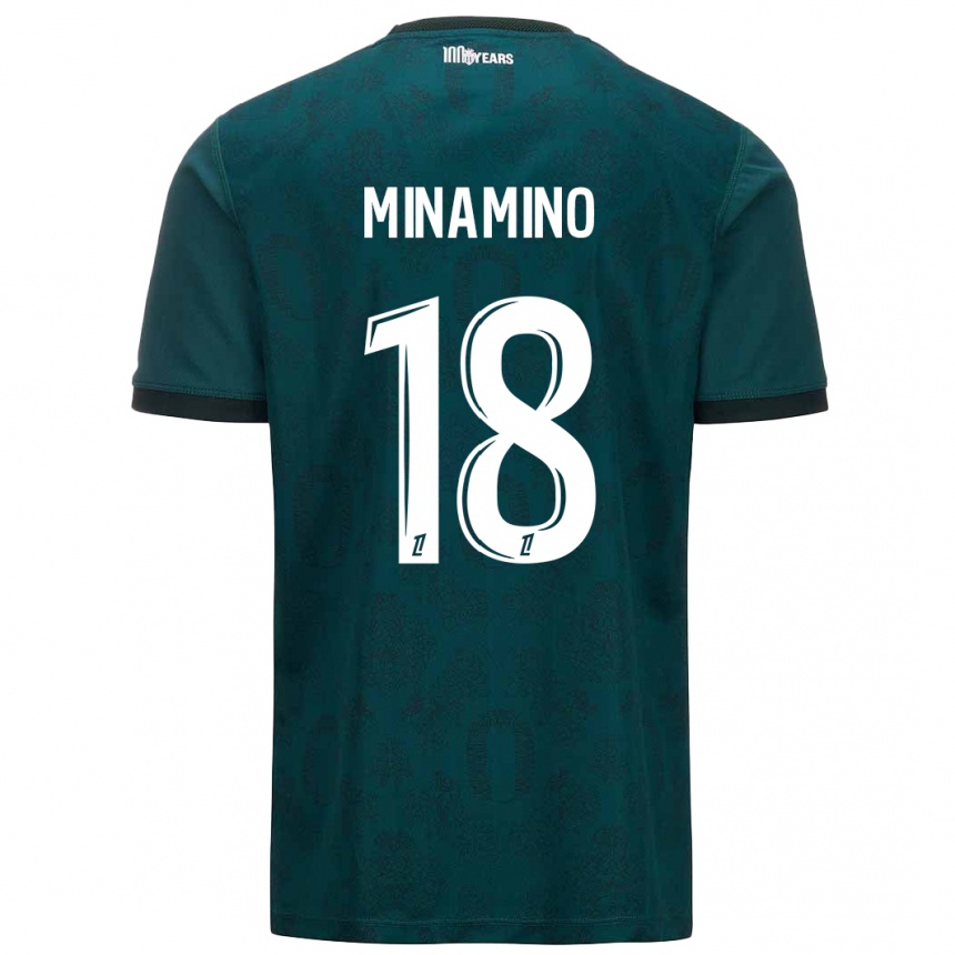 Kids Football Takumi Minamino #18 Dark Green Away Jersey 2024/25 T-Shirt