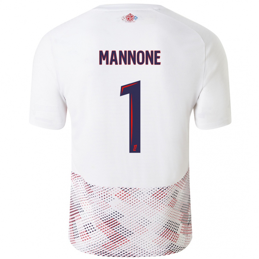 Kids Football Vito Mannone #1 White Royal Blue Away Jersey 2024/25 T-Shirt