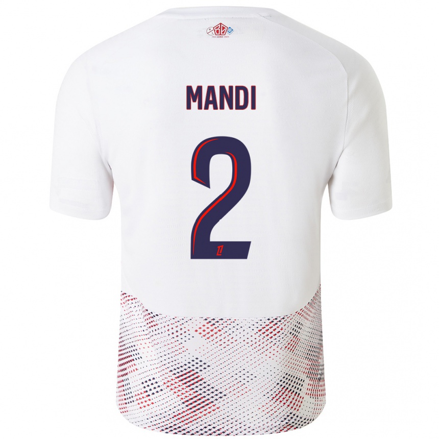 Kids Football Aïssa Mandi #2 White Royal Blue Away Jersey 2024/25 T-Shirt