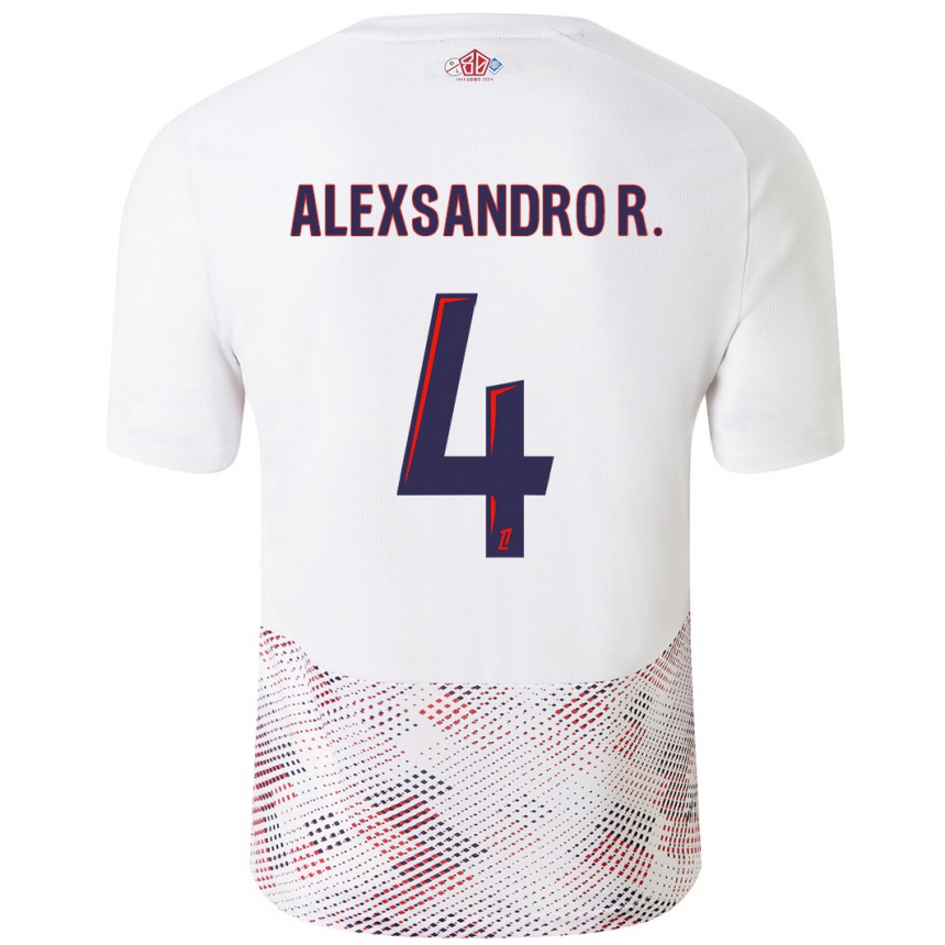 Kids Football Alexsandro #4 White Royal Blue Away Jersey 2024/25 T-Shirt