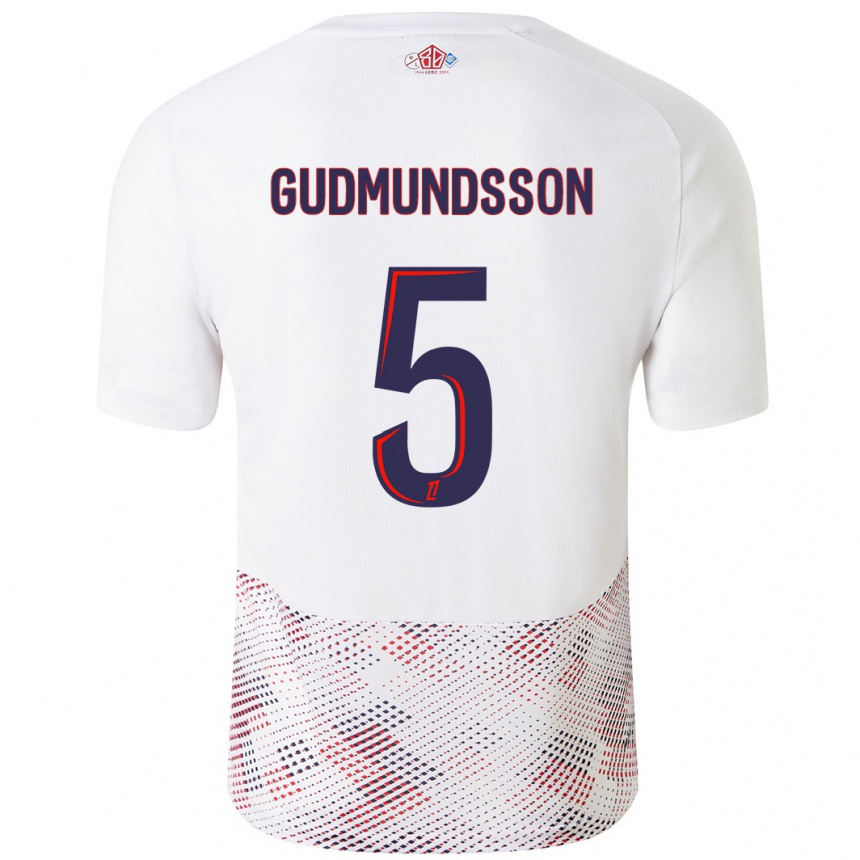 Kids Football Gabriel Gudmundsson #5 White Royal Blue Away Jersey 2024/25 T-Shirt