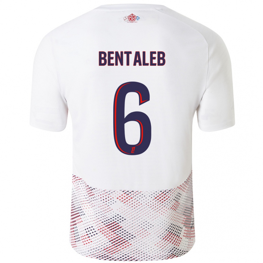 Kids Football Nabil Bentaleb #6 White Royal Blue Away Jersey 2024/25 T-Shirt