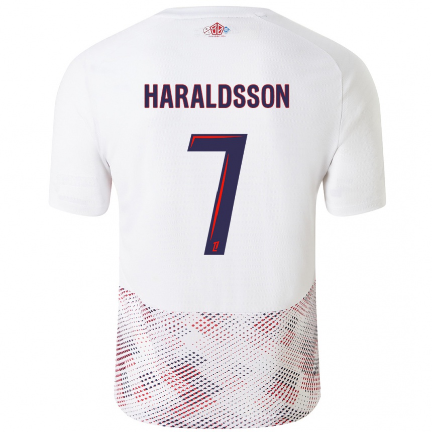 Kids Football Hákon Arnar Haraldsson #7 White Royal Blue Away Jersey 2024/25 T-Shirt