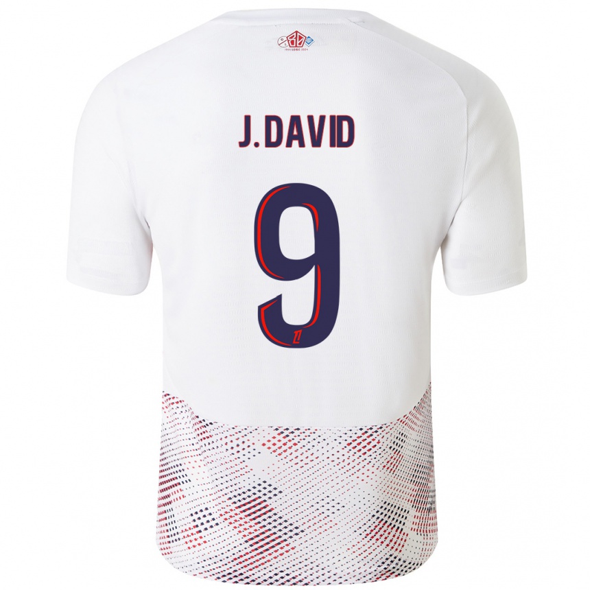 Kids Football Jonathan David #9 White Royal Blue Away Jersey 2024/25 T-Shirt