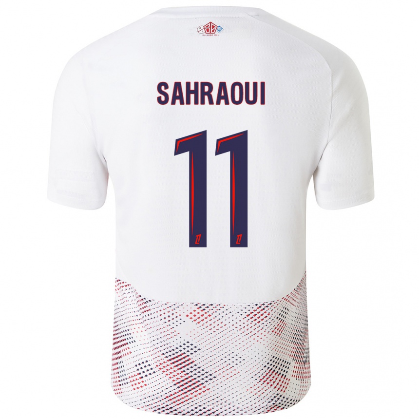 Kids Football Osame Sahraoui #11 White Royal Blue Away Jersey 2024/25 T-Shirt