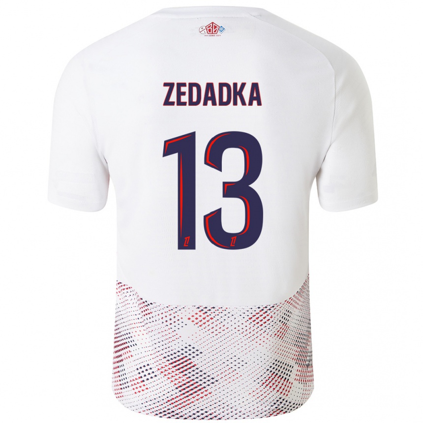 Kids Football Akim Zedadka #13 White Royal Blue Away Jersey 2024/25 T-Shirt