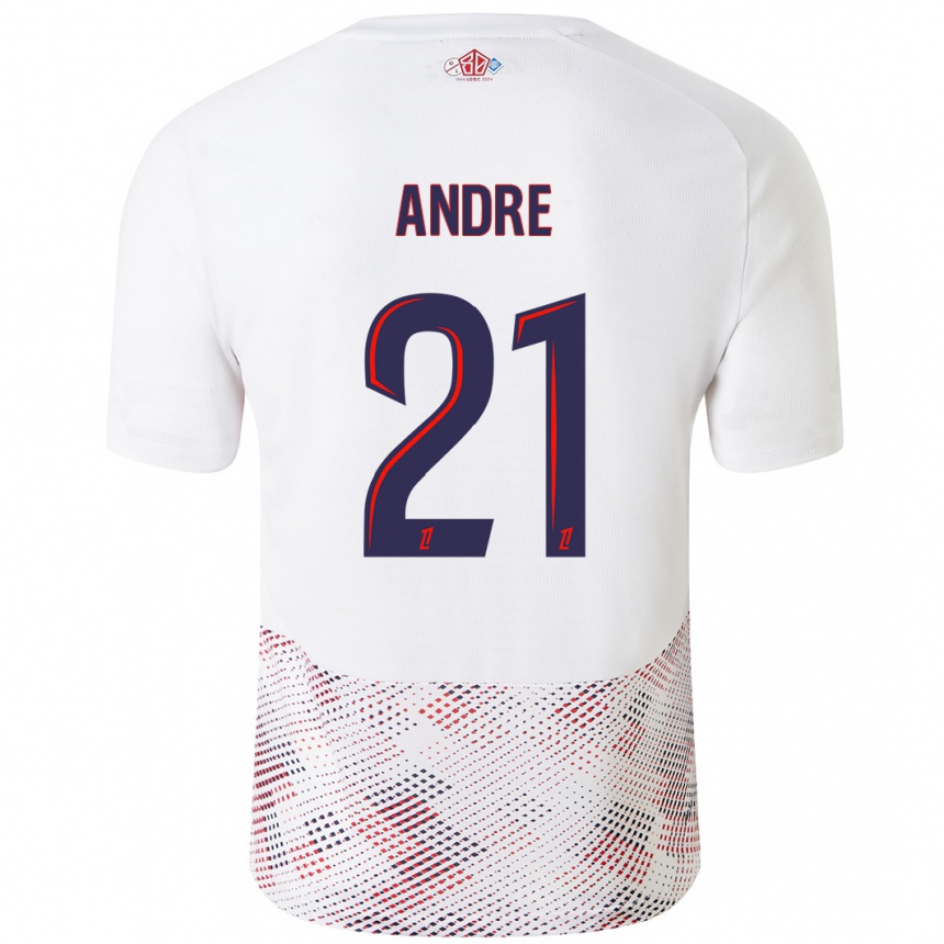 Kids Football Benjamin André #21 White Royal Blue Away Jersey 2024/25 T-Shirt