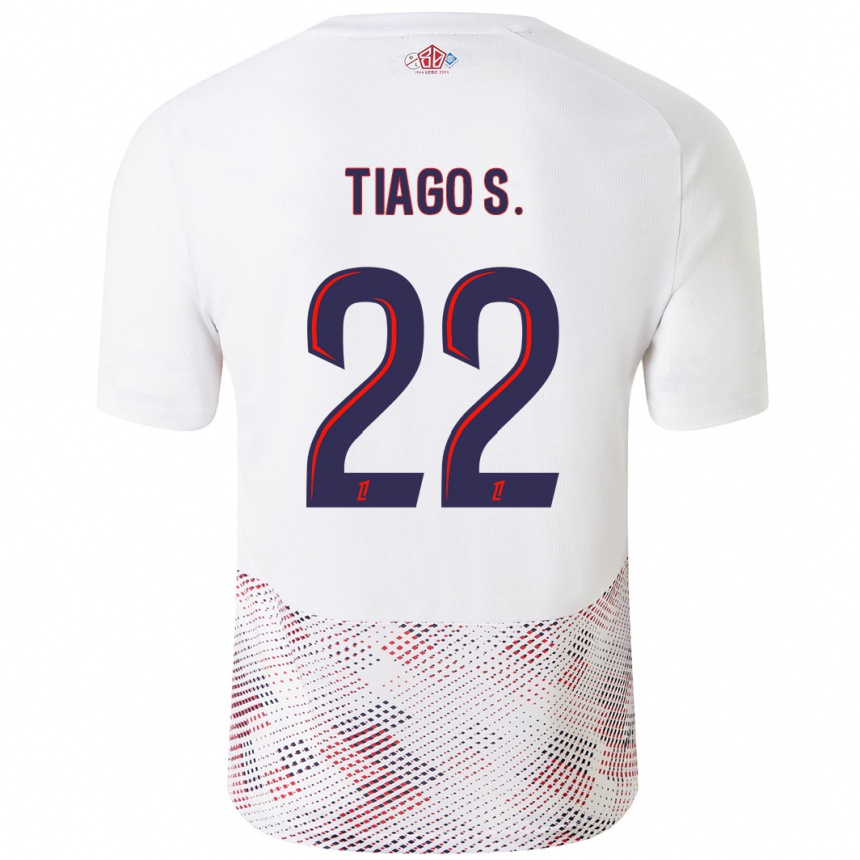 Kids Football Tiago Santos #22 White Royal Blue Away Jersey 2024/25 T-Shirt