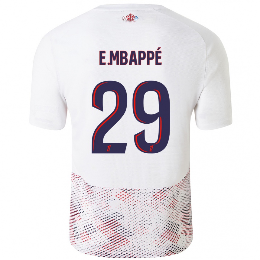 Kids Football Ethan Mbappe #29 White Royal Blue Away Jersey 2024/25 T-Shirt