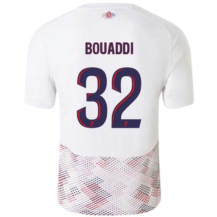 Kids Football Ayyoub Bouaddi #32 White Royal Blue Away Jersey 2024/25 T-Shirt