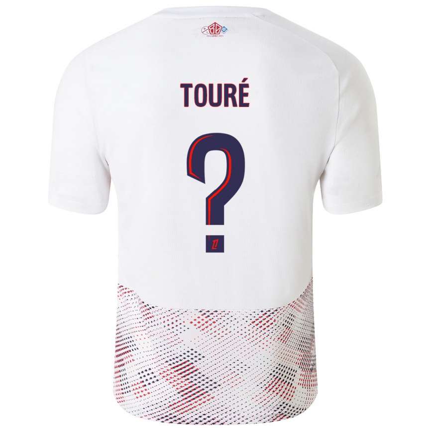 Kids Football Ousmane Touré #0 White Royal Blue Away Jersey 2024/25 T-Shirt