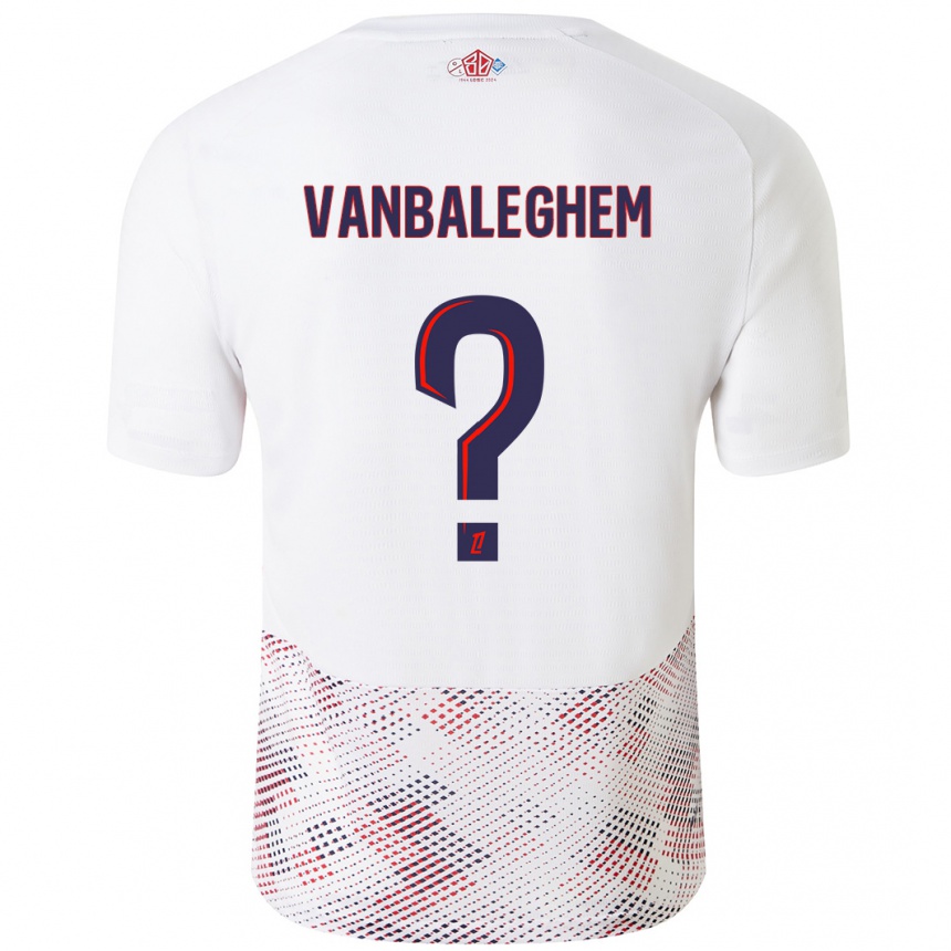 Kids Football Valentin Vanbaleghem #0 White Royal Blue Away Jersey 2024/25 T-Shirt