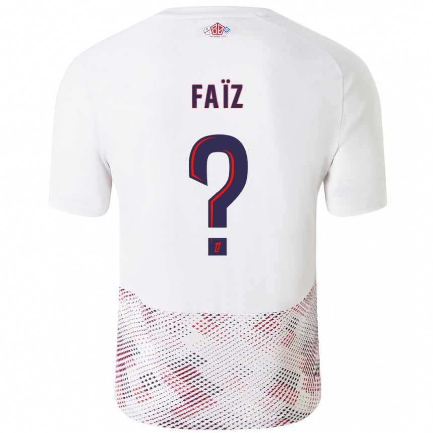 Kids Football Adame Faïz #0 White Royal Blue Away Jersey 2024/25 T-Shirt