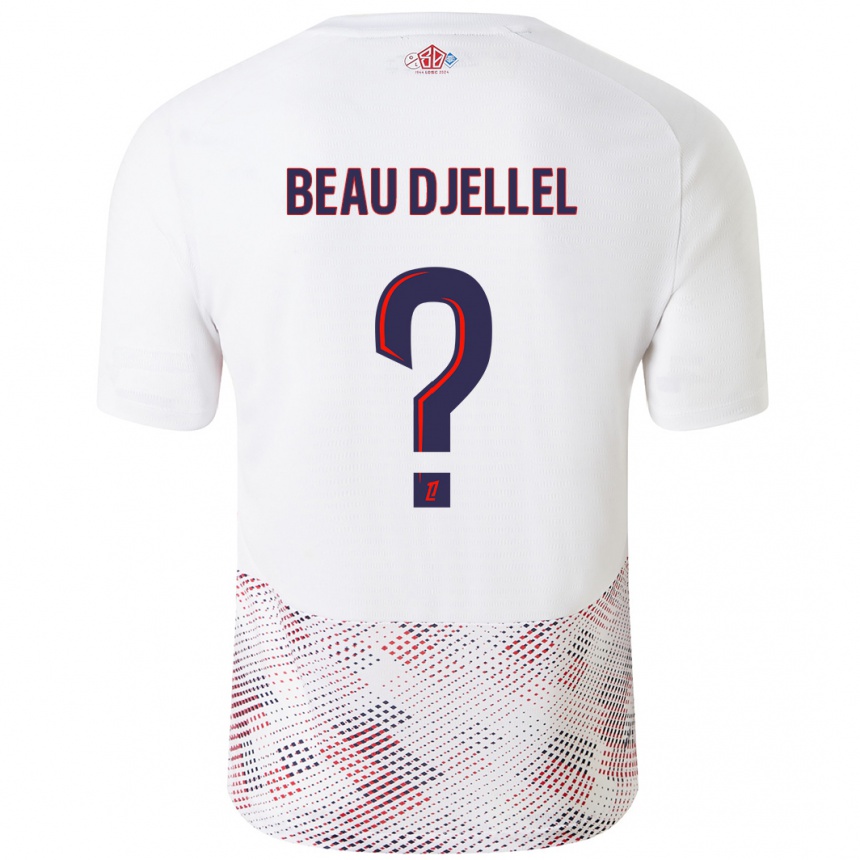 Kids Football Yanis Beau Djellel #0 White Royal Blue Away Jersey 2024/25 T-Shirt