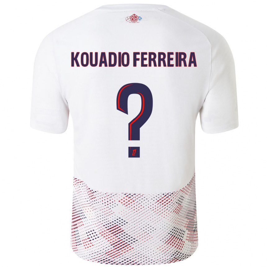 Kids Football Wilfrid Kouadio Ferreira #0 White Royal Blue Away Jersey 2024/25 T-Shirt