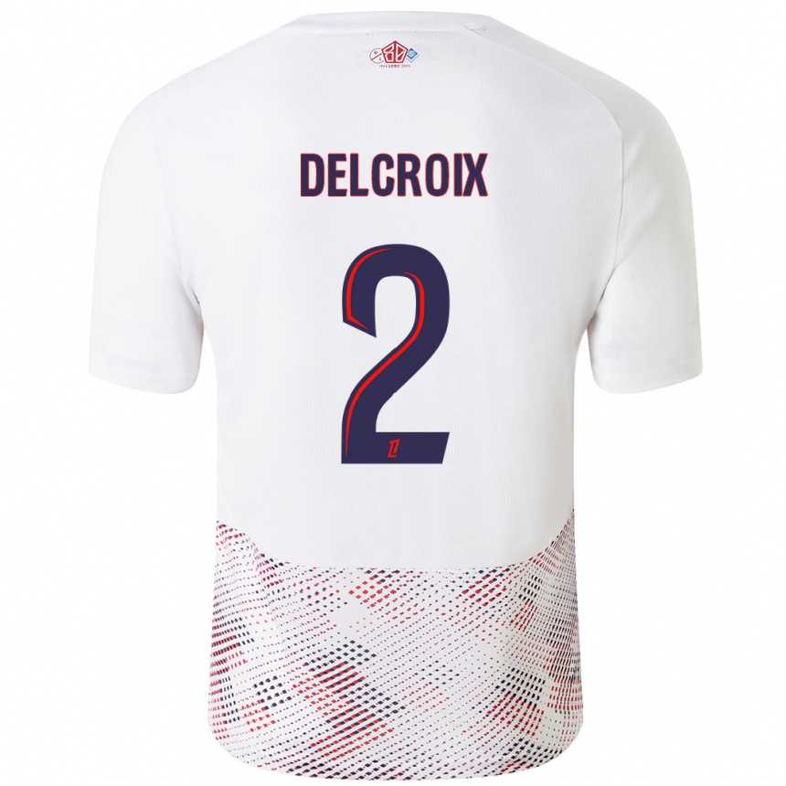 Kids Football Céleste Delcroix #2 White Royal Blue Away Jersey 2024/25 T-Shirt