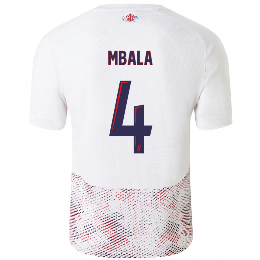 Kids Football Olivia Mbala #4 White Royal Blue Away Jersey 2024/25 T-Shirt