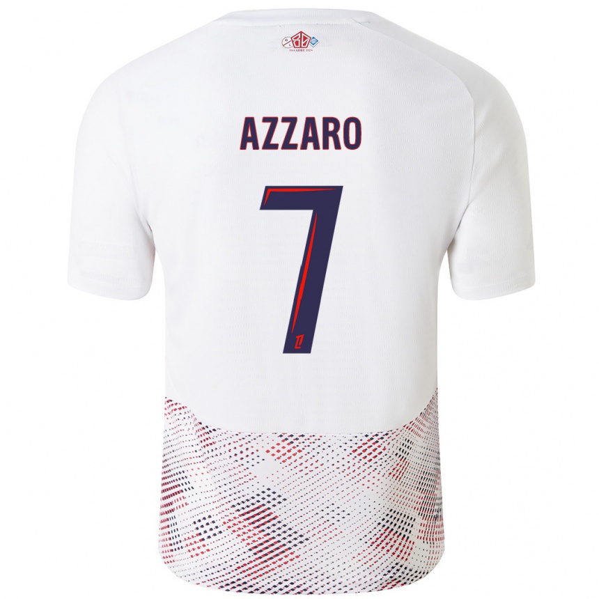 Kids Football Lorena Azzaro #7 White Royal Blue Away Jersey 2024/25 T-Shirt