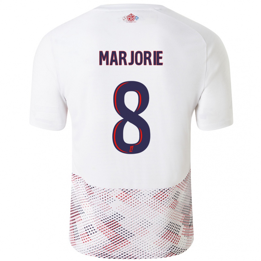 Kids Football Marjorie #8 White Royal Blue Away Jersey 2024/25 T-Shirt