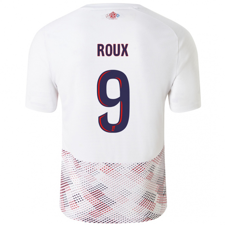 Kids Football Danielle Roux #9 White Royal Blue Away Jersey 2024/25 T-Shirt