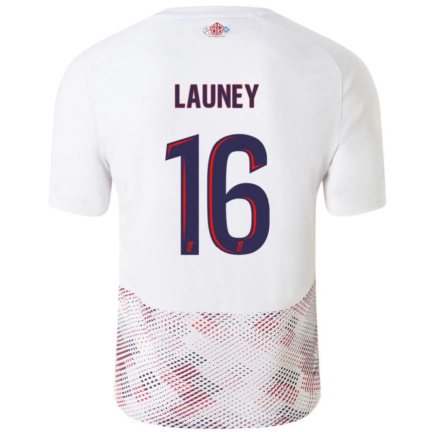 Kids Football Elisa Launey #16 White Royal Blue Away Jersey 2024/25 T-Shirt