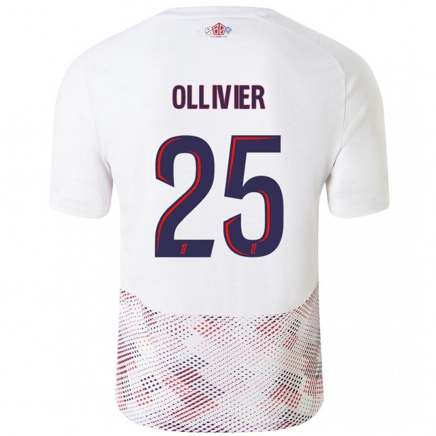 Kids Football Agathe Ollivier #25 White Royal Blue Away Jersey 2024/25 T-Shirt