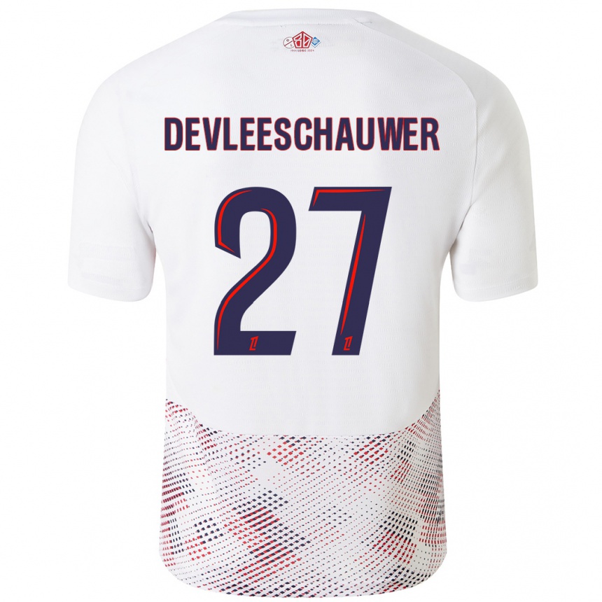 Kids Football Gwenaëlle Devleeschauwer #27 White Royal Blue Away Jersey 2024/25 T-Shirt