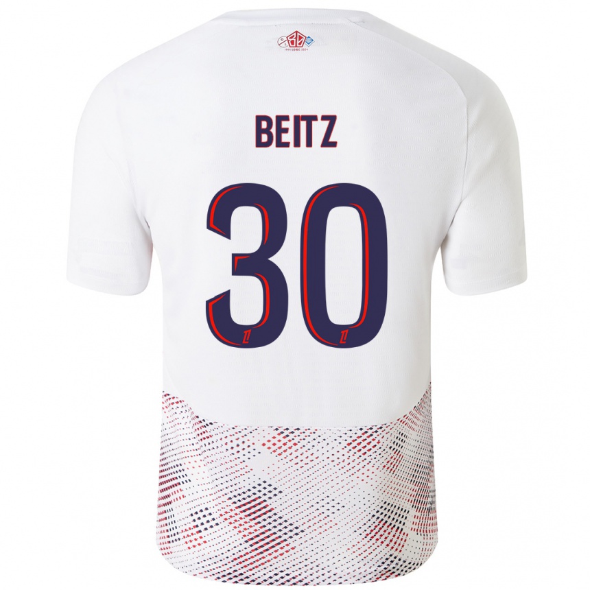 Kids Football Taylor Beitz #30 White Royal Blue Away Jersey 2024/25 T-Shirt