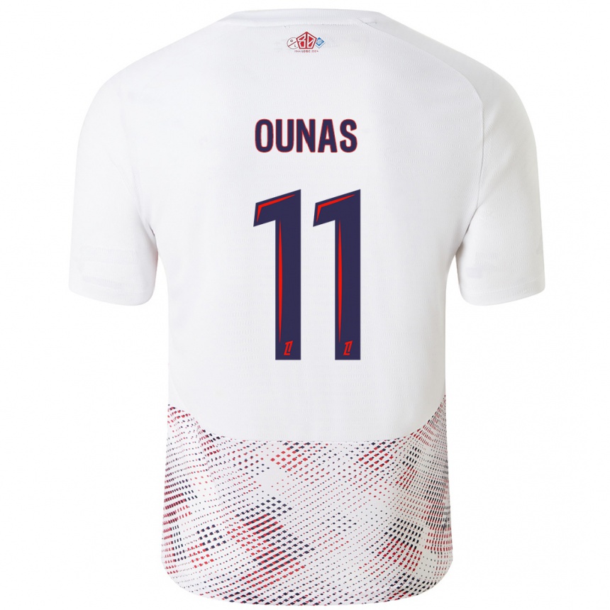 Kids Football Adam Ounas #11 White Royal Blue Away Jersey 2024/25 T-Shirt