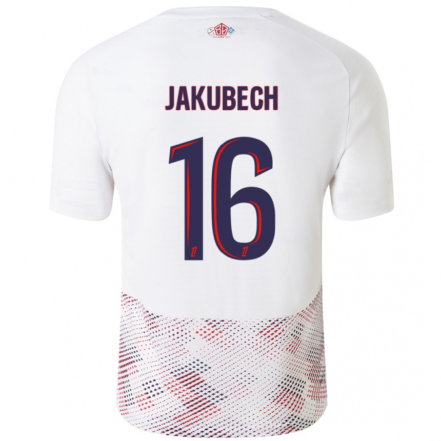 Kids Football Adam Jakubech #16 White Royal Blue Away Jersey 2024/25 T-Shirt