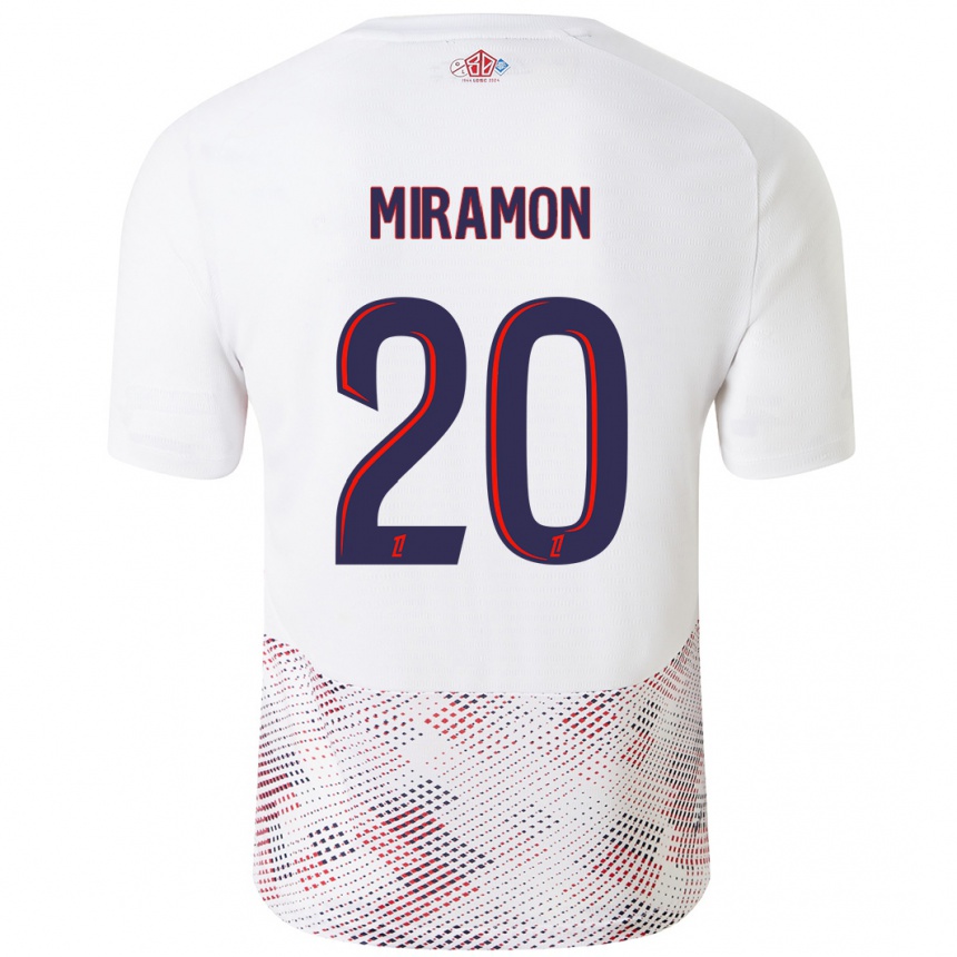 Kids Football Ignacio Miramón #20 White Royal Blue Away Jersey 2024/25 T-Shirt