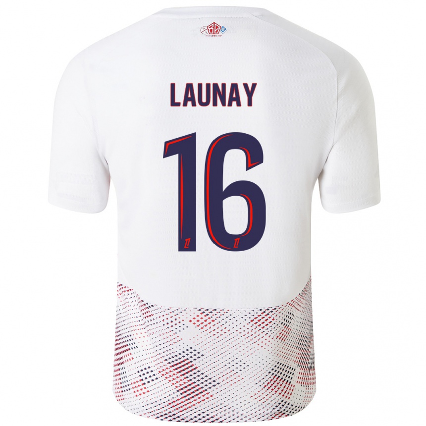 Kids Football Elisa Launay #16 White Royal Blue Away Jersey 2024/25 T-Shirt