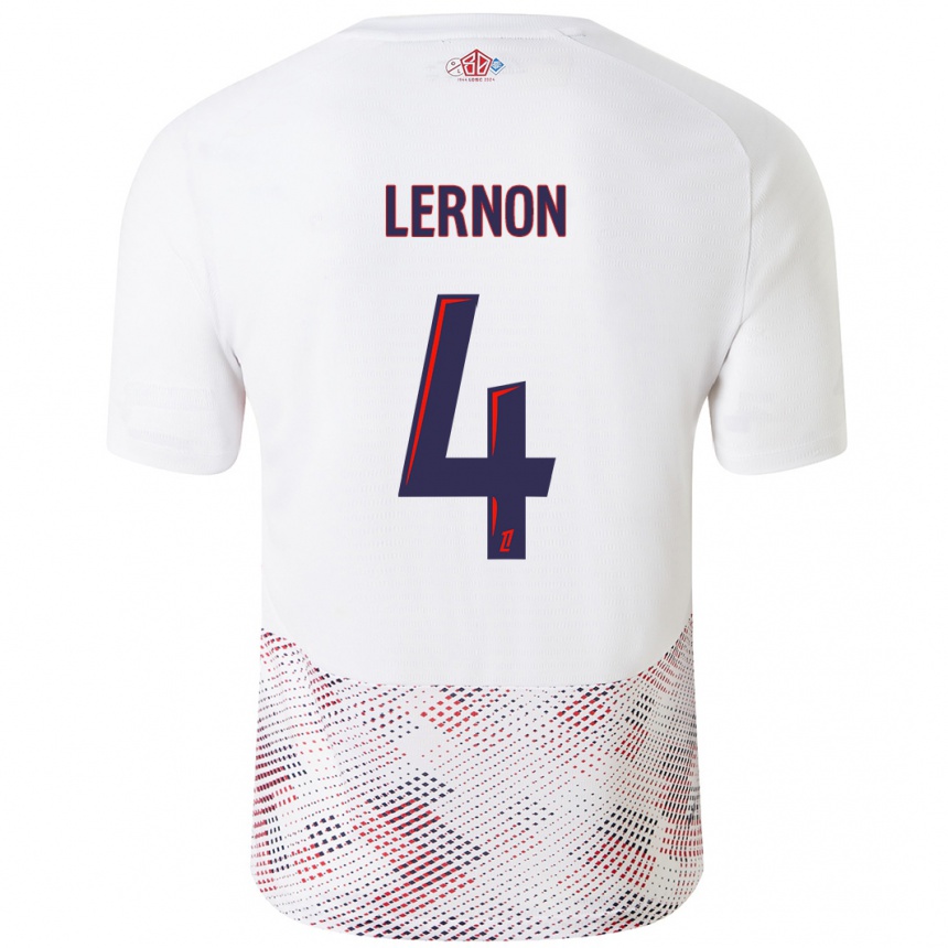 Kids Football Jessica Lernon #4 White Royal Blue Away Jersey 2024/25 T-Shirt