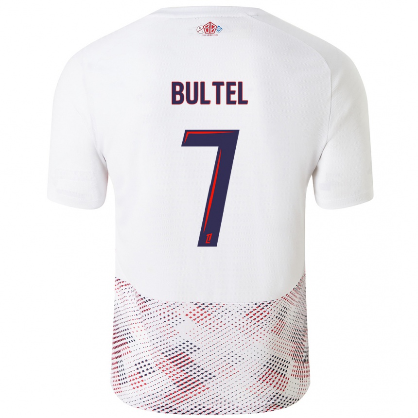 Kids Football Ludivine Bultel #7 White Royal Blue Away Jersey 2024/25 T-Shirt