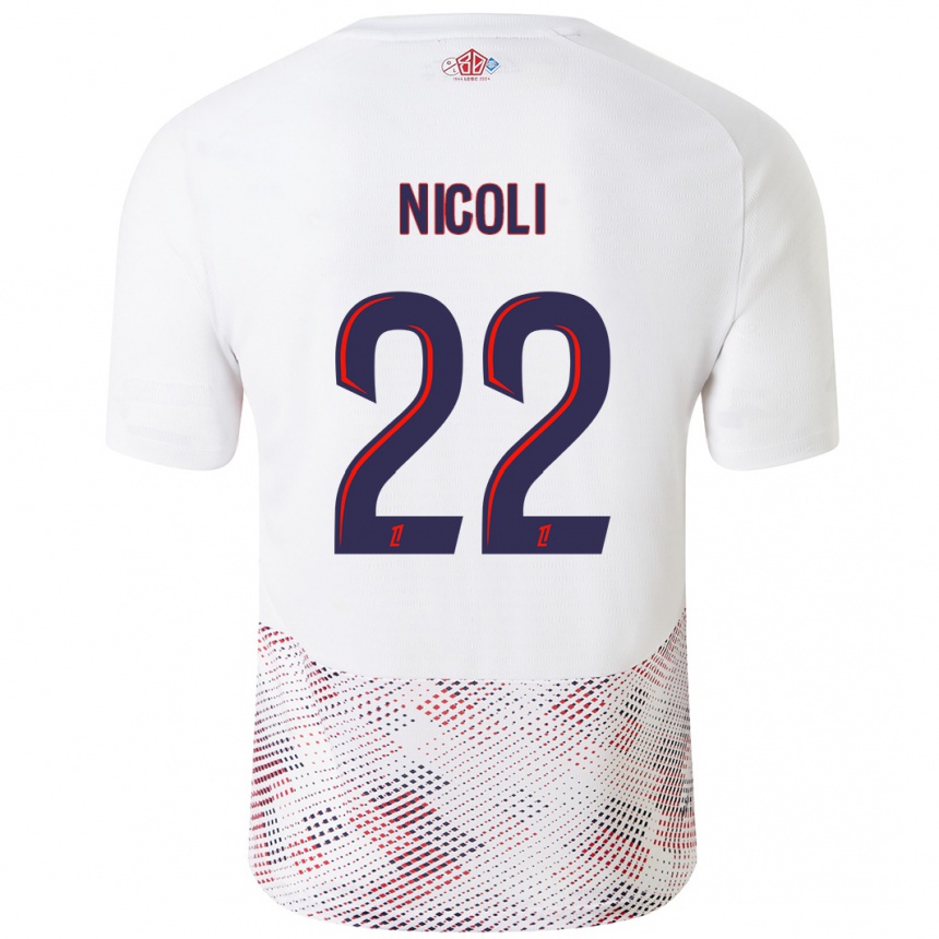 Kids Football Morgane Nicoli #22 White Royal Blue Away Jersey 2024/25 T-Shirt