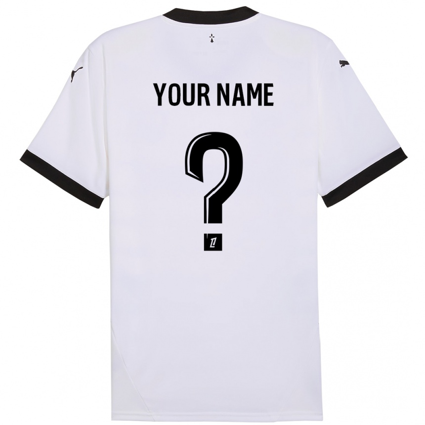 Kids Football Your Name #0 White Black Away Jersey 2024/25 T-Shirt