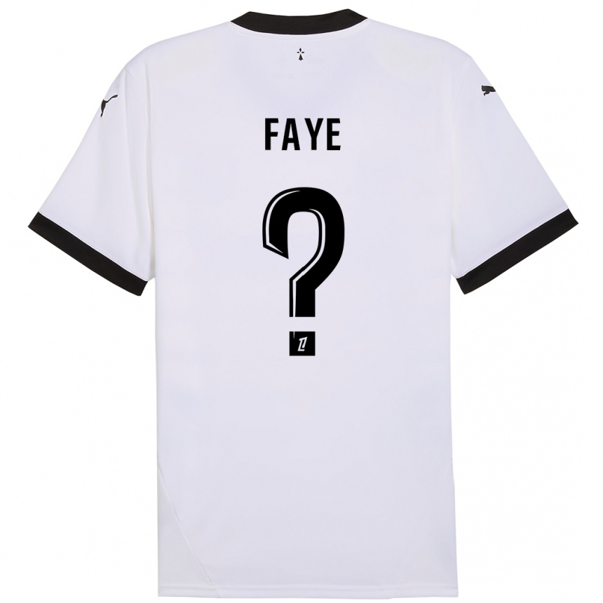 Kids Football Mikayil Faye #0 White Black Away Jersey 2024/25 T-Shirt