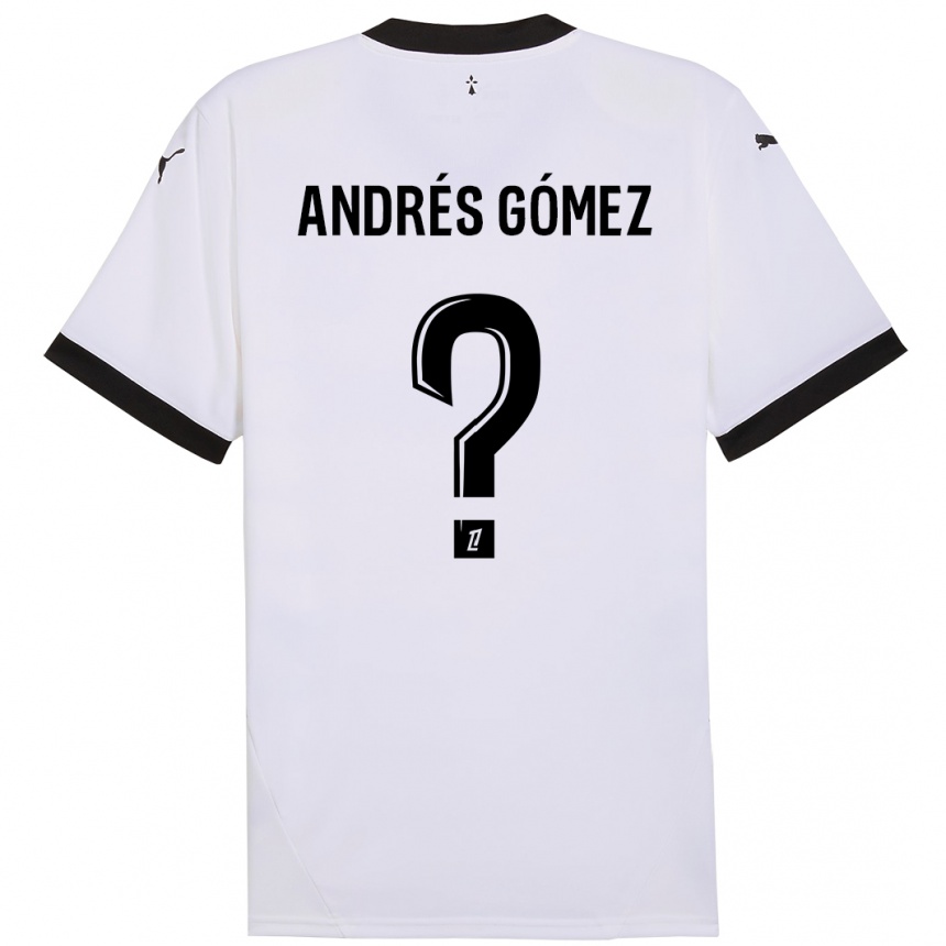 Kids Football Carlos Andrés Gómez #0 White Black Away Jersey 2024/25 T-Shirt