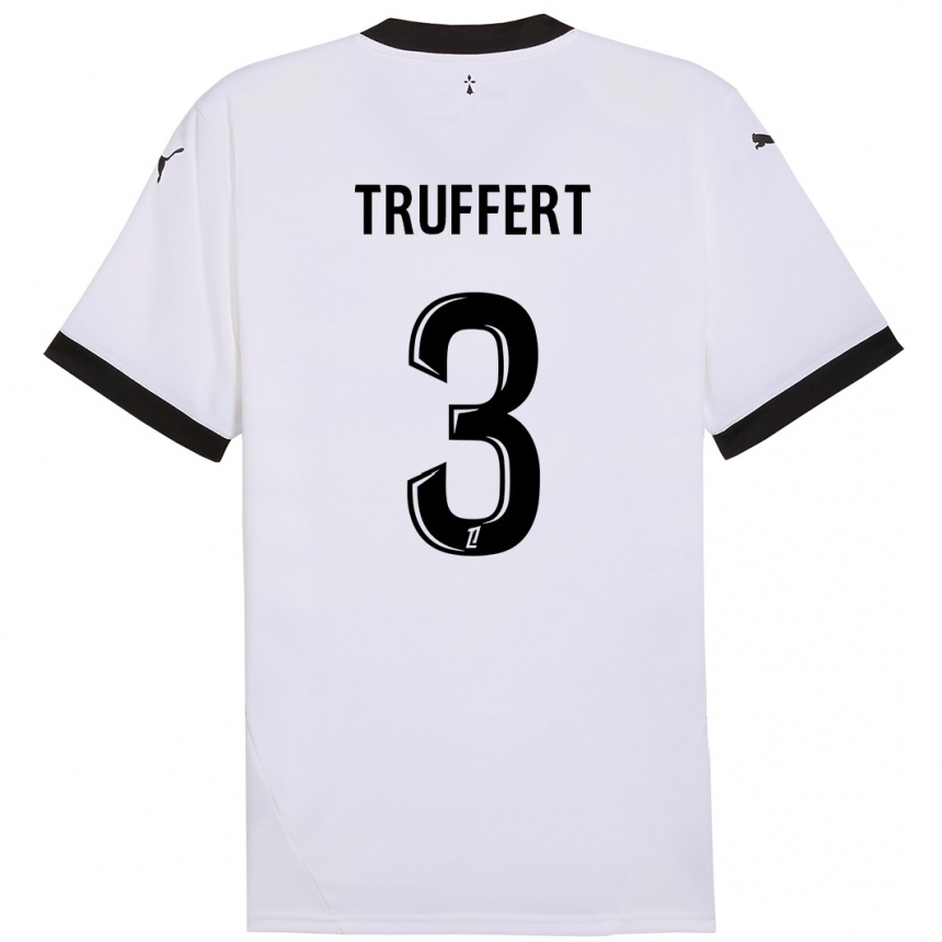 Kids Football Adrien Truffert #3 White Black Away Jersey 2024/25 T-Shirt