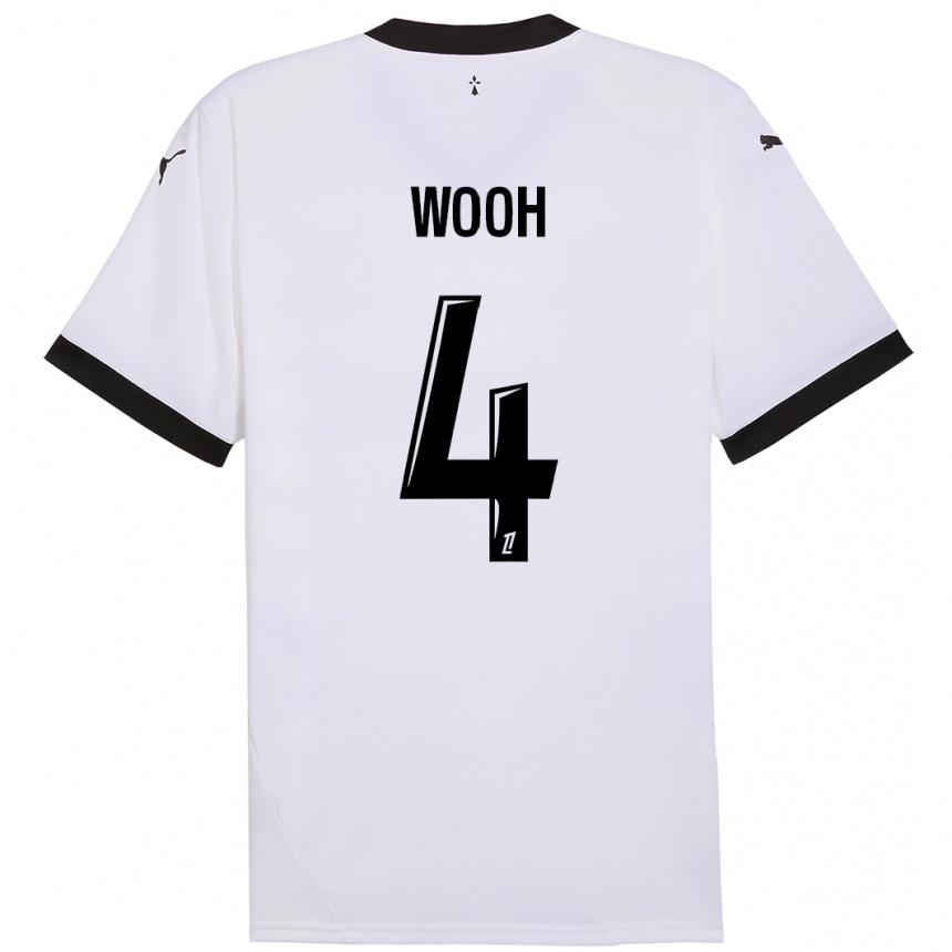 Kids Football Christopher Wooh #4 White Black Away Jersey 2024/25 T-Shirt