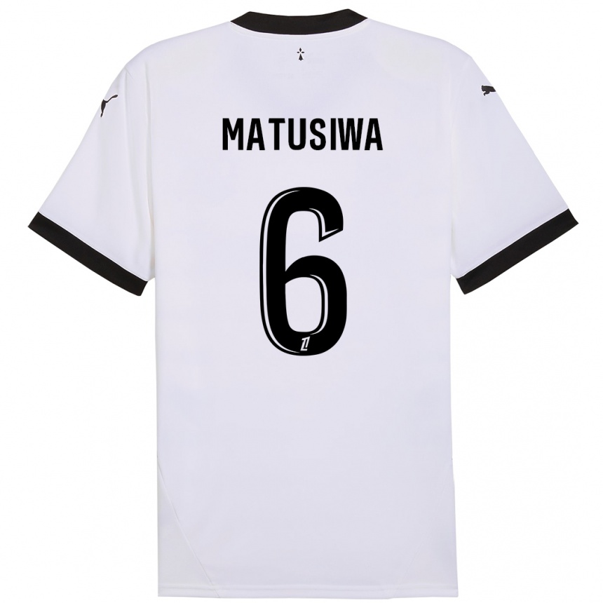 Kids Football Azor Matusiwa #6 White Black Away Jersey 2024/25 T-Shirt