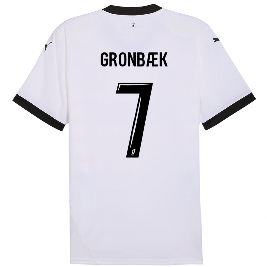 Kids Football Albert Grønbaek #7 White Black Away Jersey 2024/25 T-Shirt