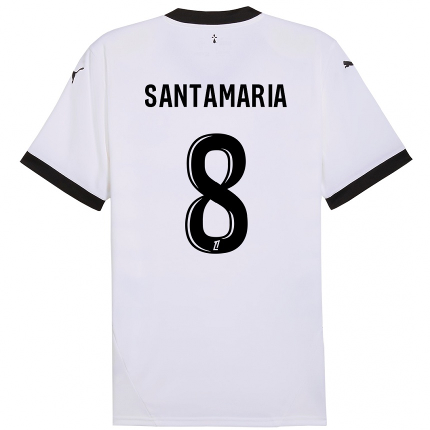 Kids Football Baptiste Santamaria #8 White Black Away Jersey 2024/25 T-Shirt