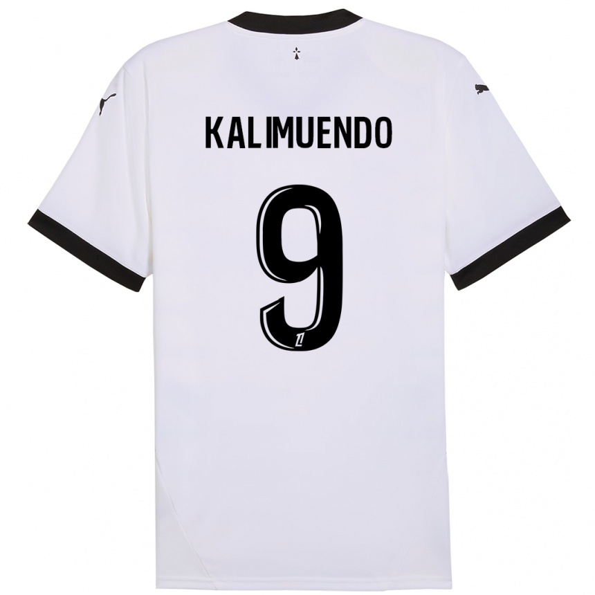 Kids Football Arnaud Kalimuendo #9 White Black Away Jersey 2024/25 T-Shirt