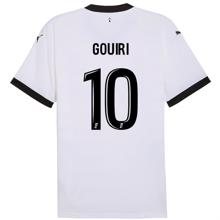 Kids Football Amine Gouiri #10 White Black Away Jersey 2024/25 T-Shirt